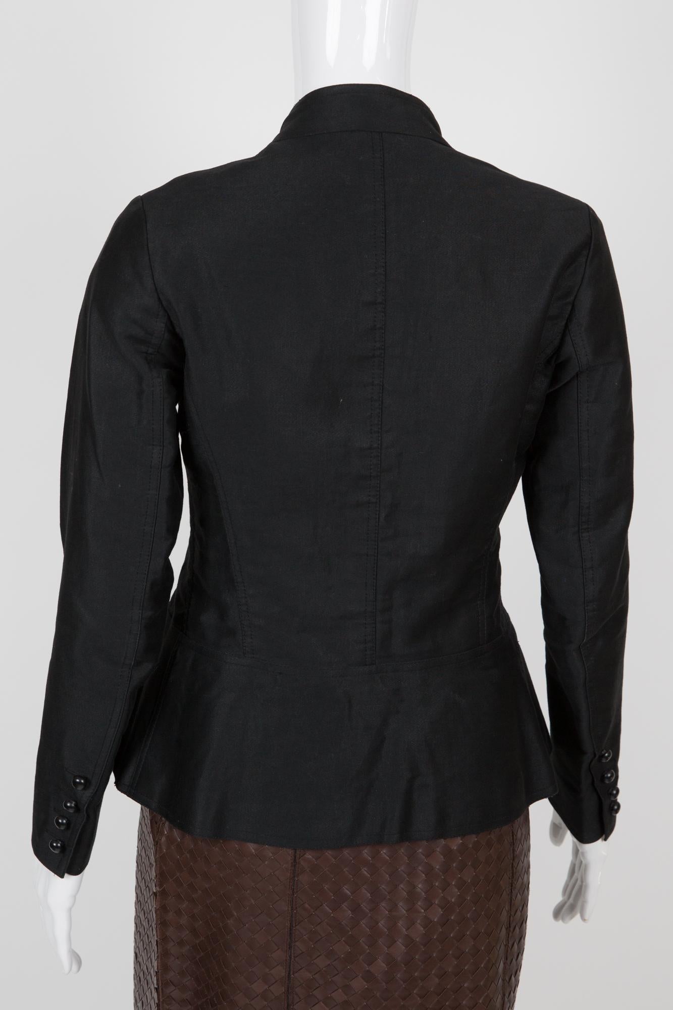 Women's 1970s Spring Collection Yves Saint Laurent YSL Black Cotton Jacket