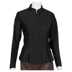 1970s Spring Collection Yves Saint Laurent YSL Black Cotton Jacket