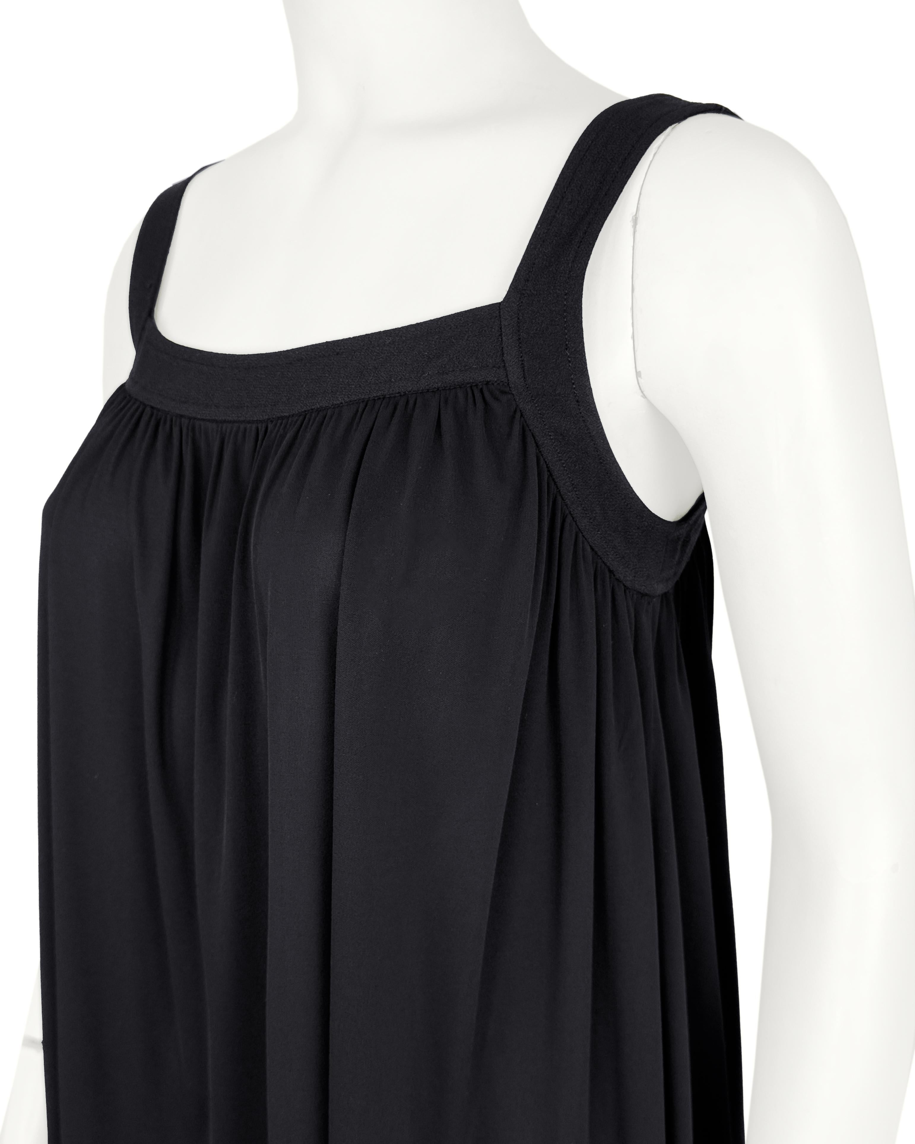 Women's 1970s Yves Saint Laurent/YSL Black Square Neck Maxi Dress For Sale