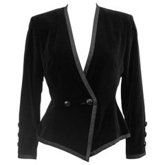 1970s Yves Saint Laurent/YSL Black Velvet Jacket 
