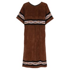 1970s Yves Saint Laurent YSL Brown Cotton Terry Dress