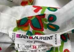 1970s Yves Saint Laurent YSL Cotton Abstract Floral Print Size 34 Blouse 70s Top