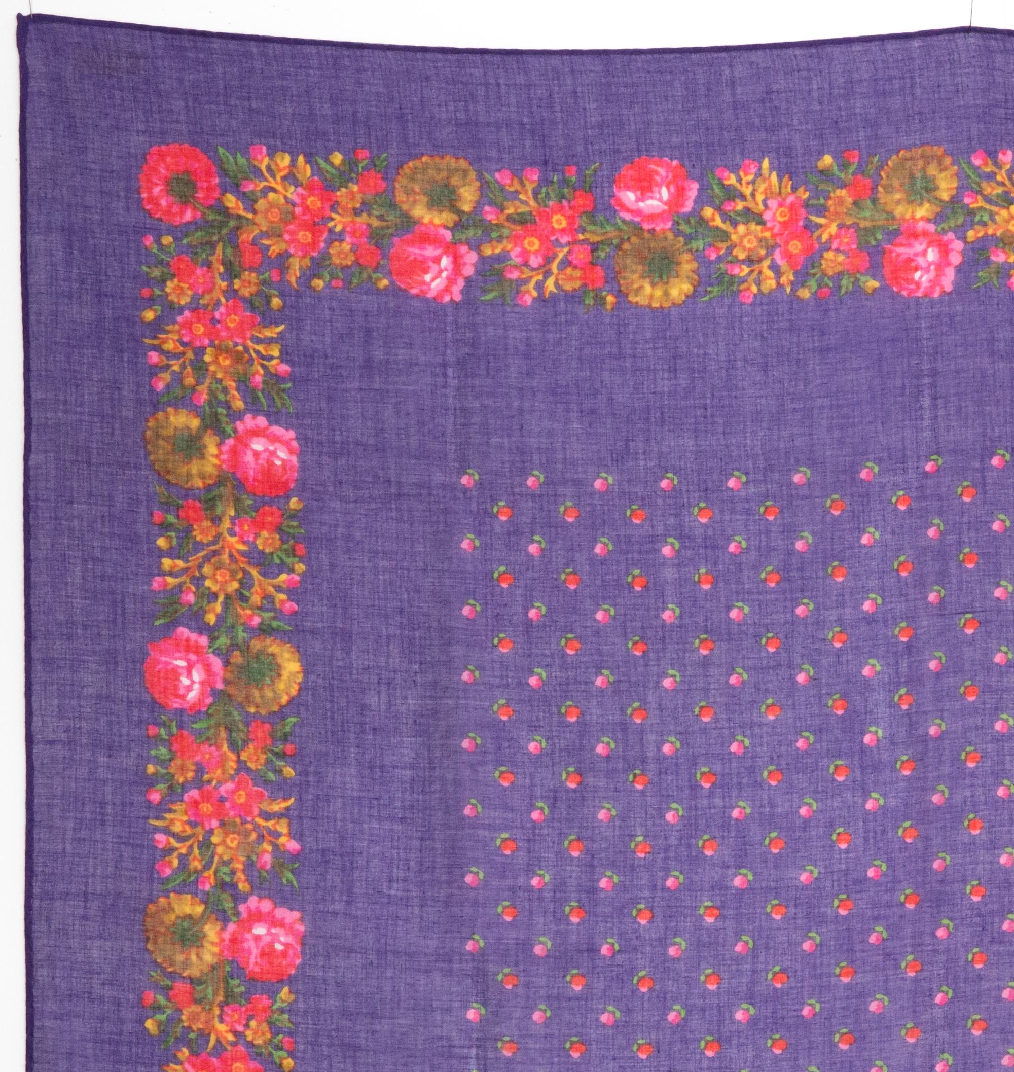 Gray 1970s Yves Saint Laurent YSL Cotton Scarf For Sale