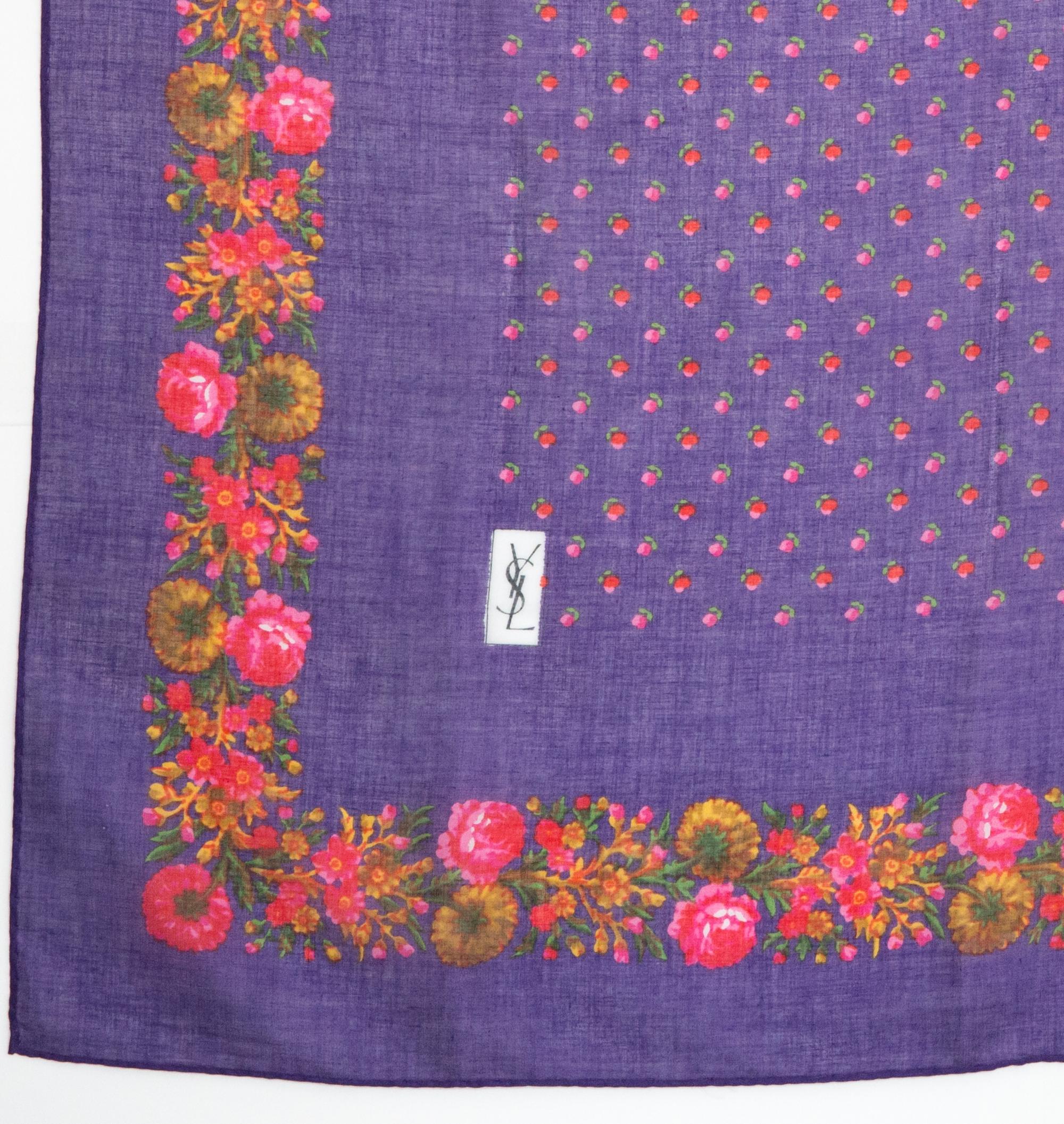 Women's or Men's 1970s Yves Saint Laurent YSL Cotton Scarf For Sale
