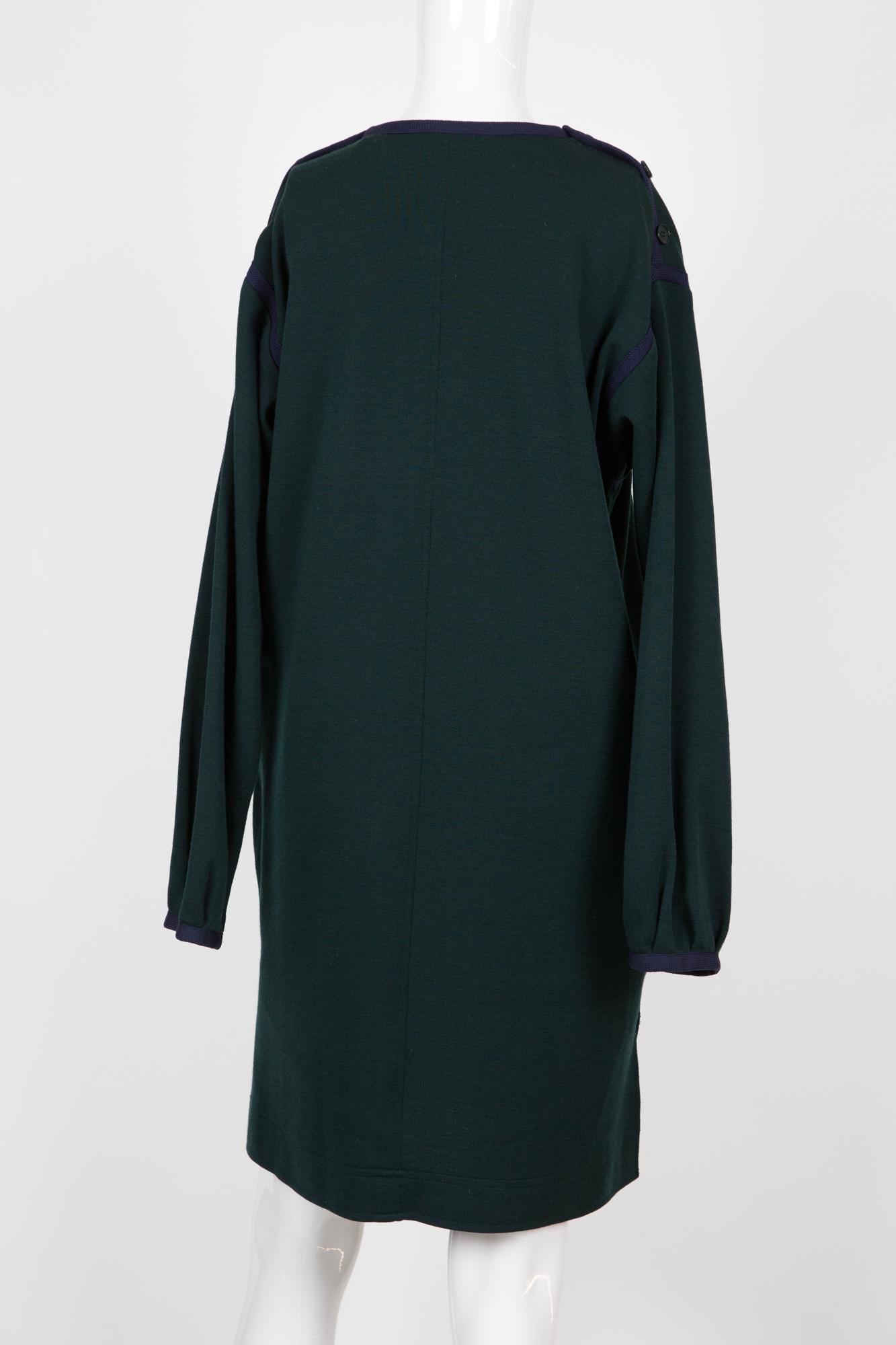 Women's 1970s Yves Saint Laurent YSL Green Wool Dress For Sale