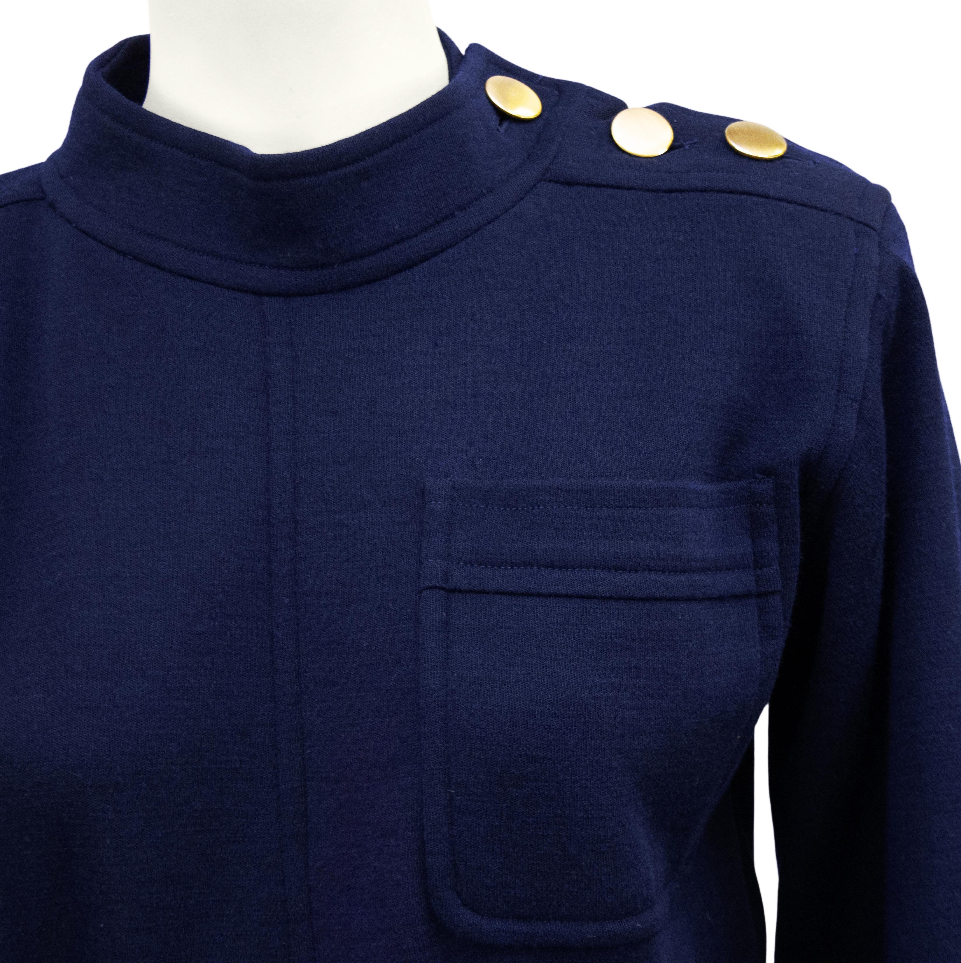 Black 1970s Yves Saint Laurent/YSL Navy Wool Day Dress  For Sale