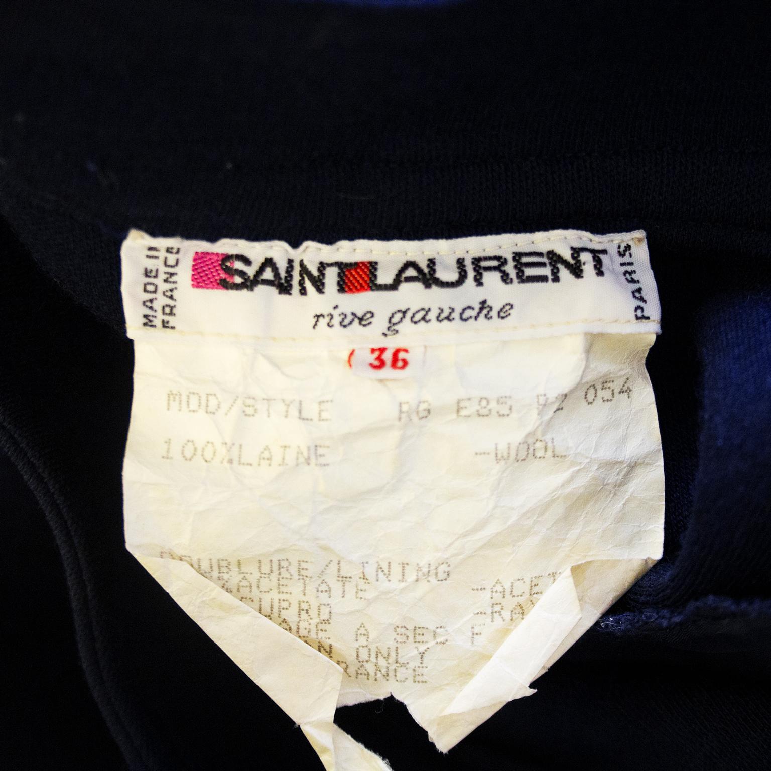 Women's 1970s Yves Saint Laurent/YSL Navy Wool Day Dress  For Sale
