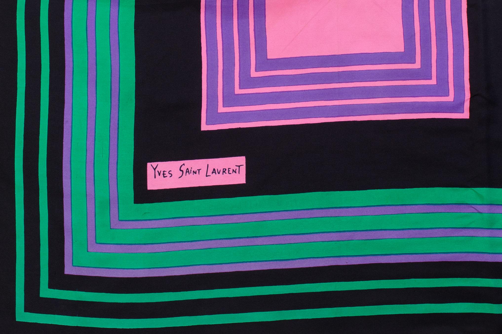 1970s Yves Saint Laurent YSL Pink Square Silk Scarf inspired by Josef Albers and other pop artists this scarf would also look great framed. 