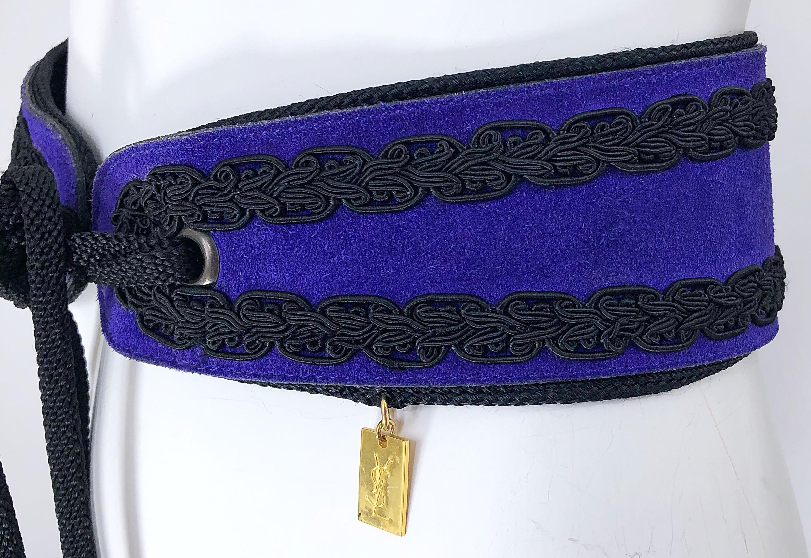 1970s Yves Saint Laurent YSL Russian Collection Purple Suede Vintage 70s Belt 2
