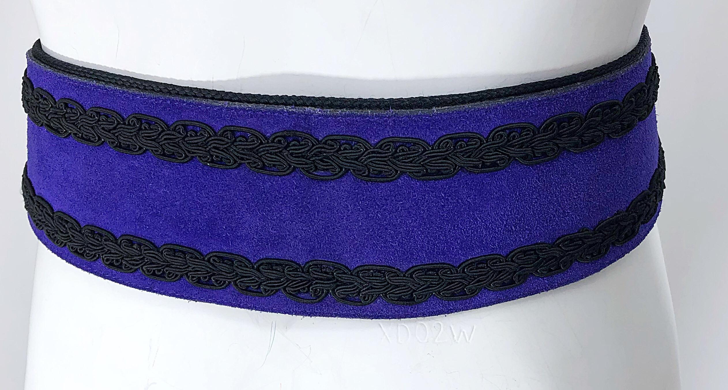 1970s Yves Saint Laurent YSL Russian Collection Purple Suede Vintage 70s Belt 3