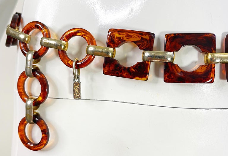 1970s Yves Saint Laurent YSL Tortoise Lucite Vintage Chain  display picture 1