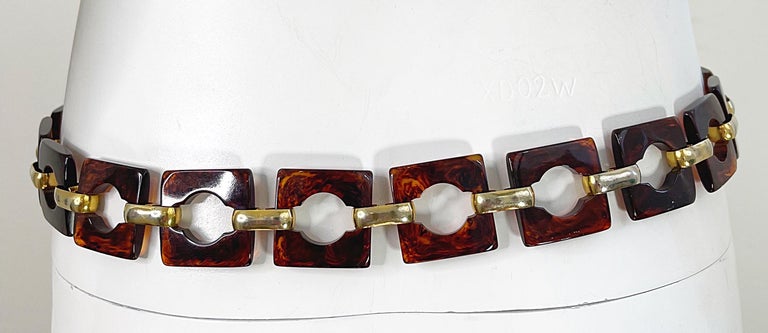 1970s Yves Saint Laurent YSL Tortoise Lucite Vintage Chain 