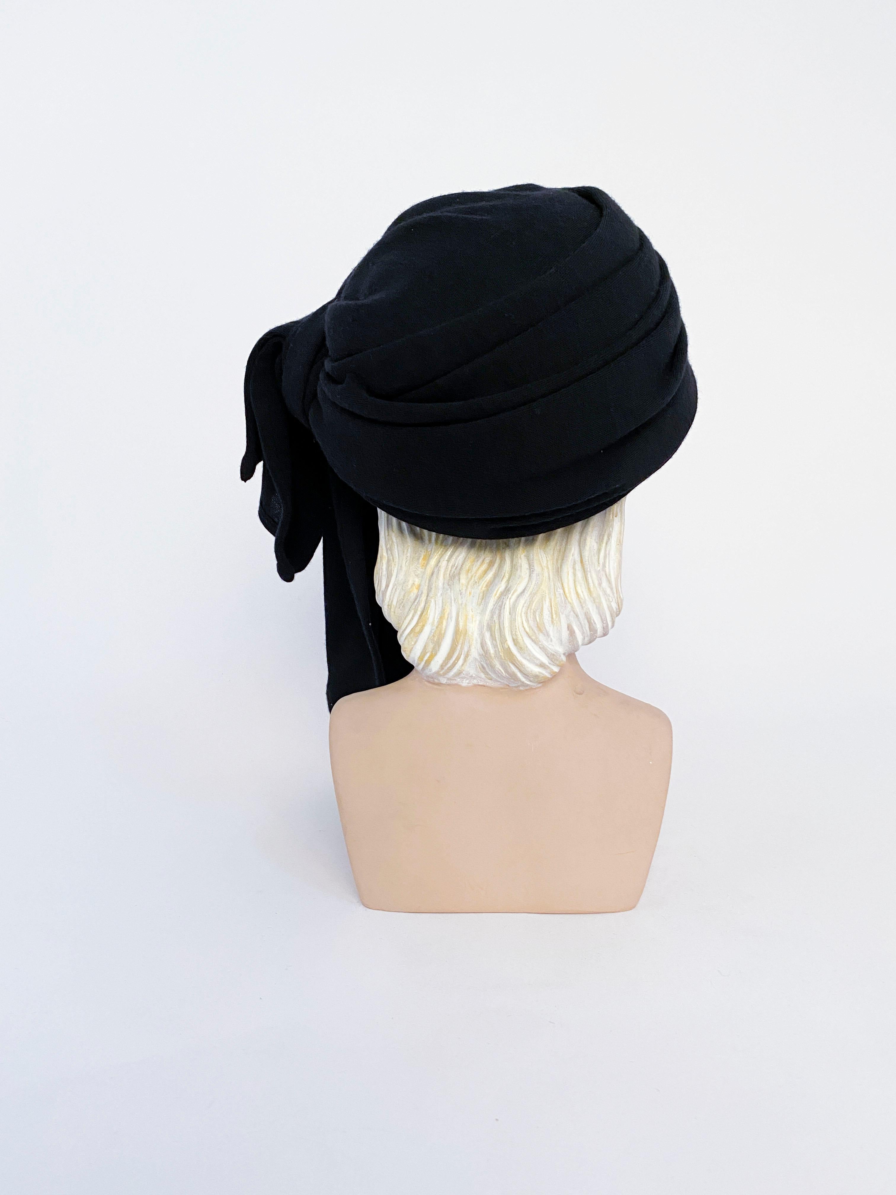 1970s Yves Saint Rive Gauche Laurent Black Knit Turban In Good Condition In San Francisco, CA