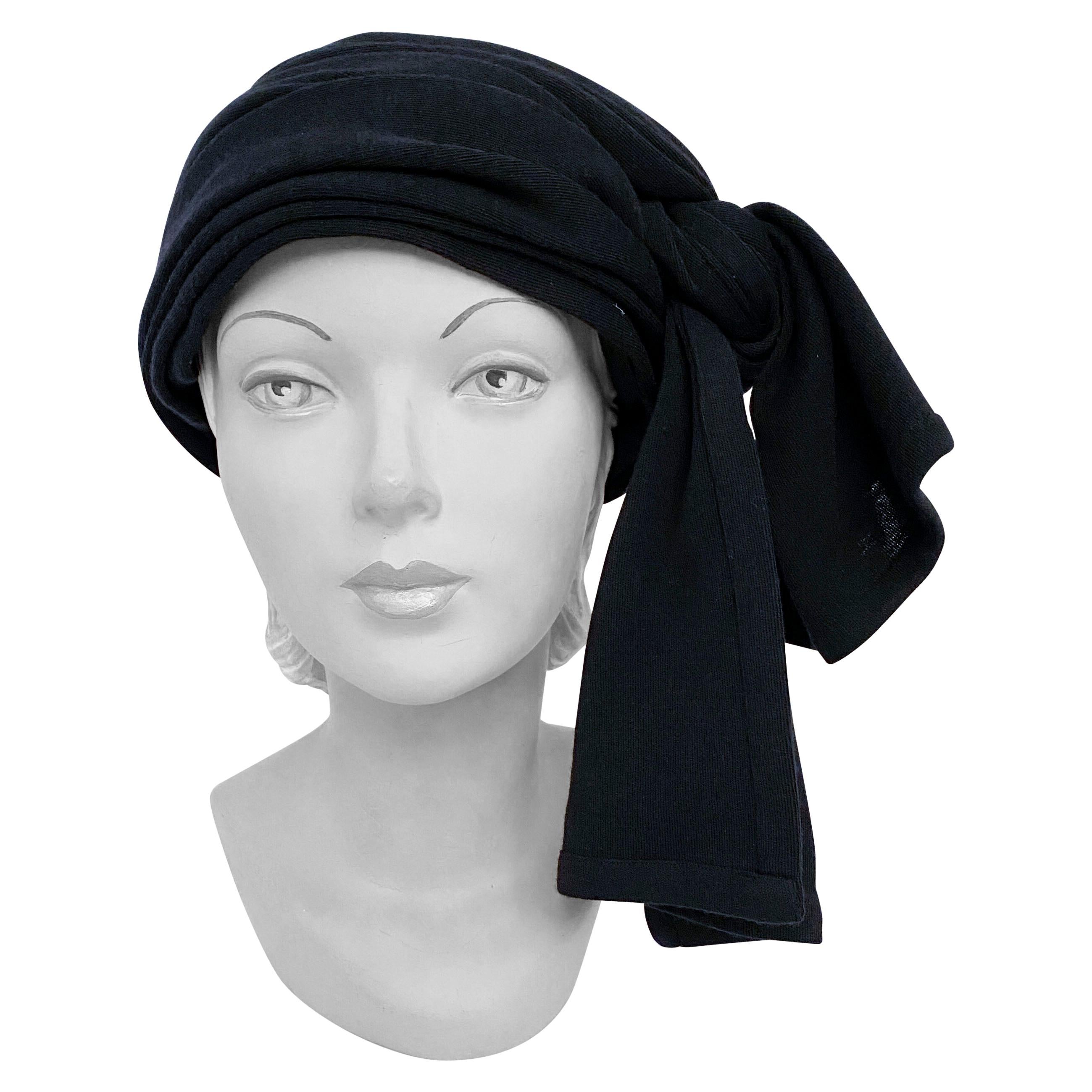 1970s Yves Saint Rive Gauche Laurent Black Knit Turban