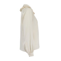 1970s Zandra Rhodes Cream Blouse with Removable Ruffle Collar
