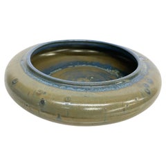 1970s Zanesville Pottery Modern Art Small Bowl Speckled Blue Tie Dye Ohio