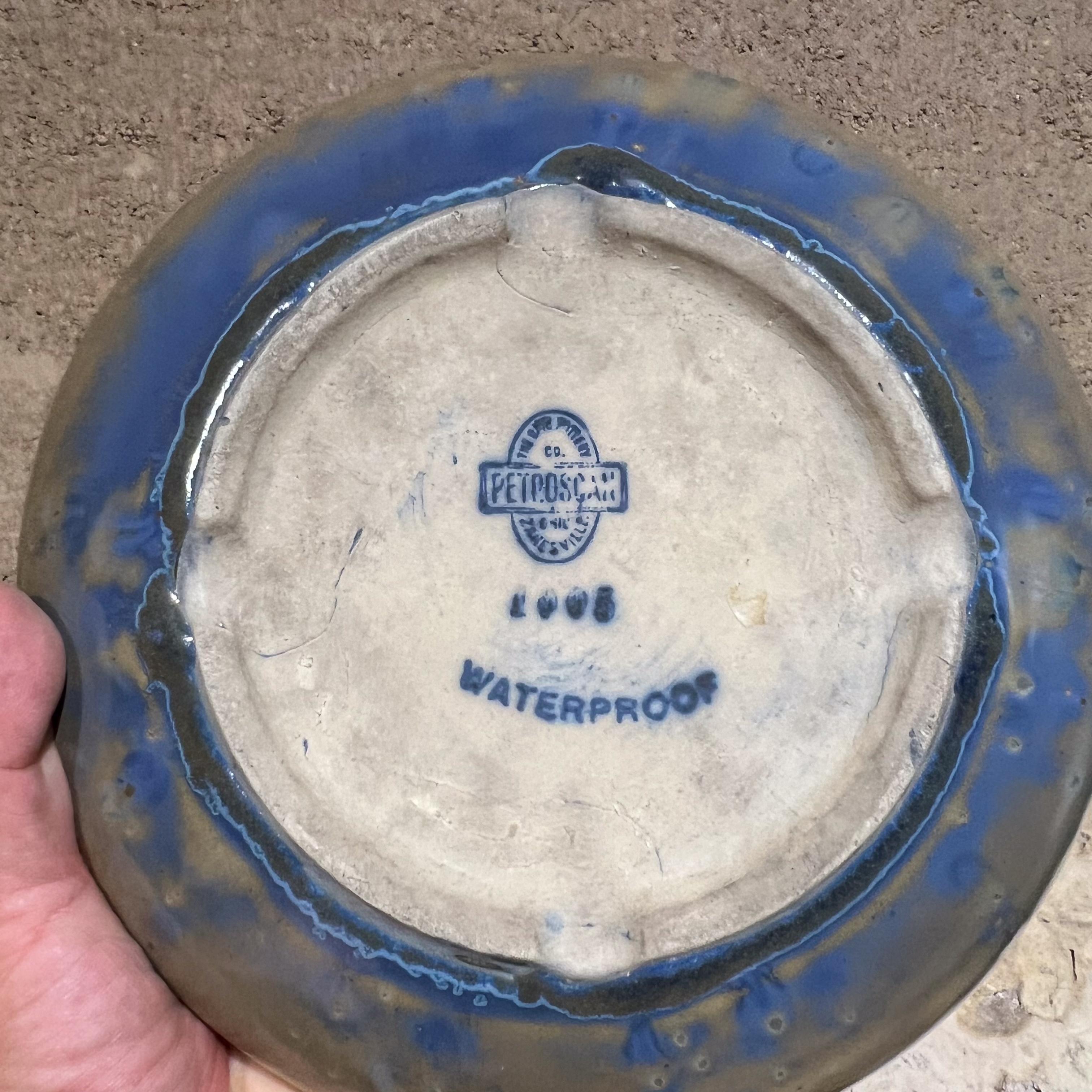 Kleine blaue Schale aus Steingut-Kunstkeramik von Zanesville, Ohio, 1970er Jahre im Angebot 5
