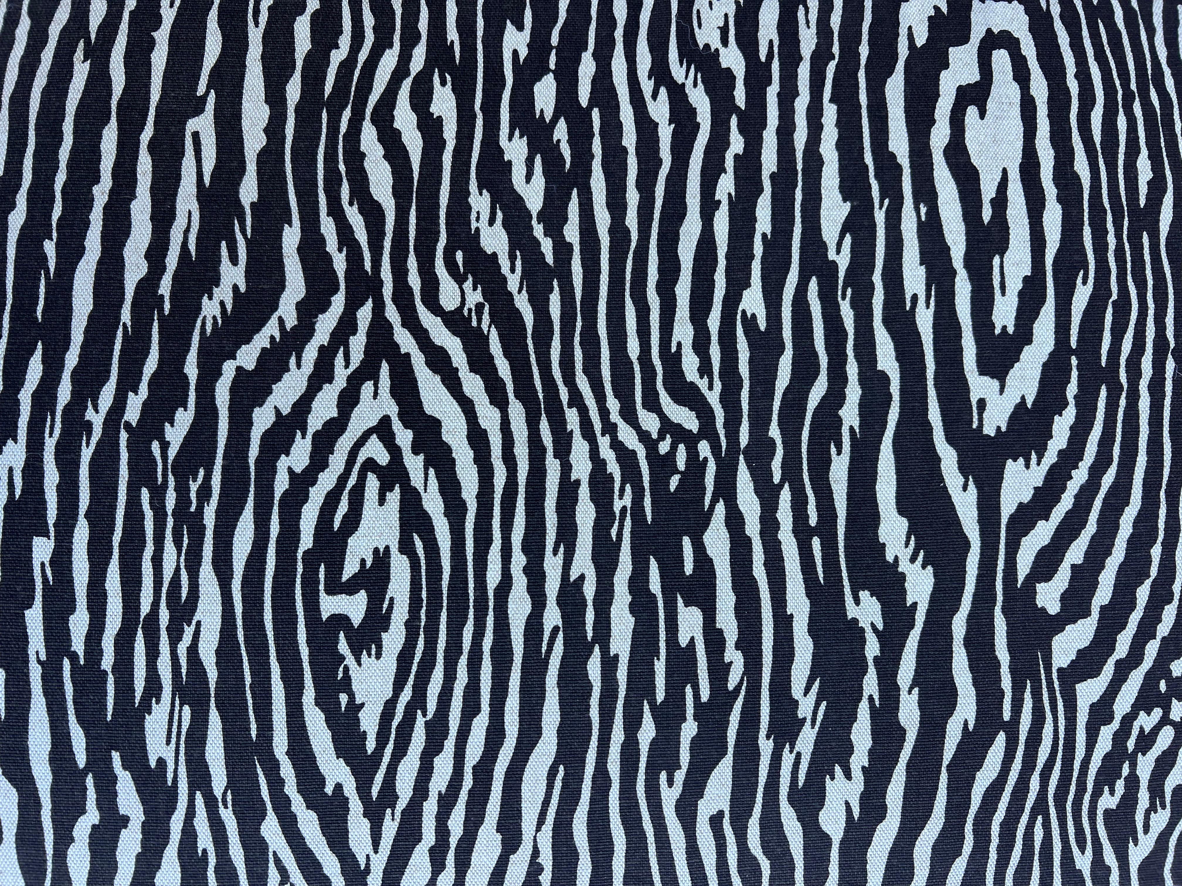 20th Century 1970's Zebra Fabric X Base Large Stool / Bench For Sale