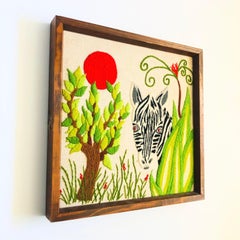 1970s Zebra Needlepoint Wall Hanging