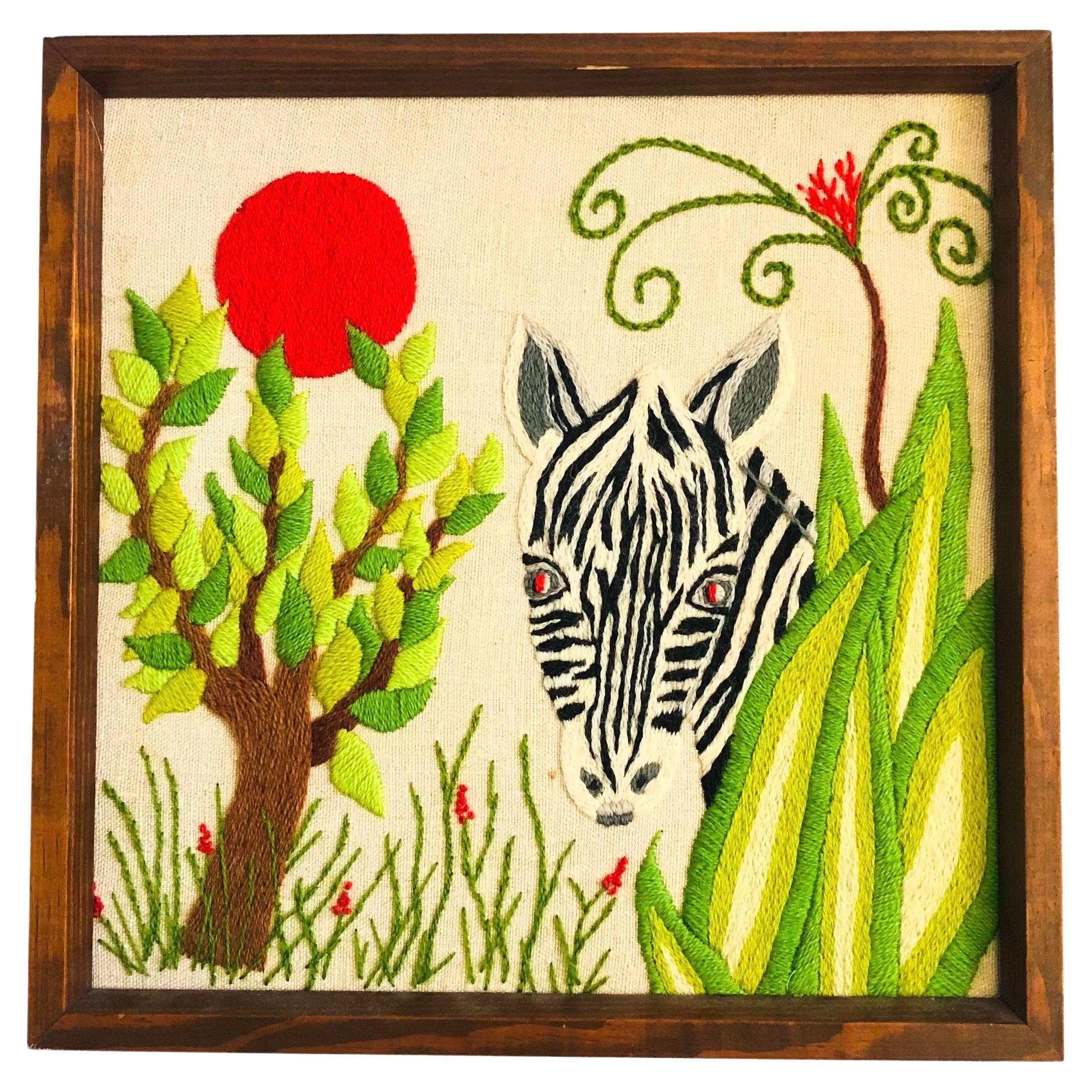 1970s Zebra Needlepoint Wall Hanging