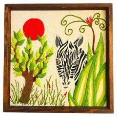1970s Zebra Needlepoint Wall Hanging