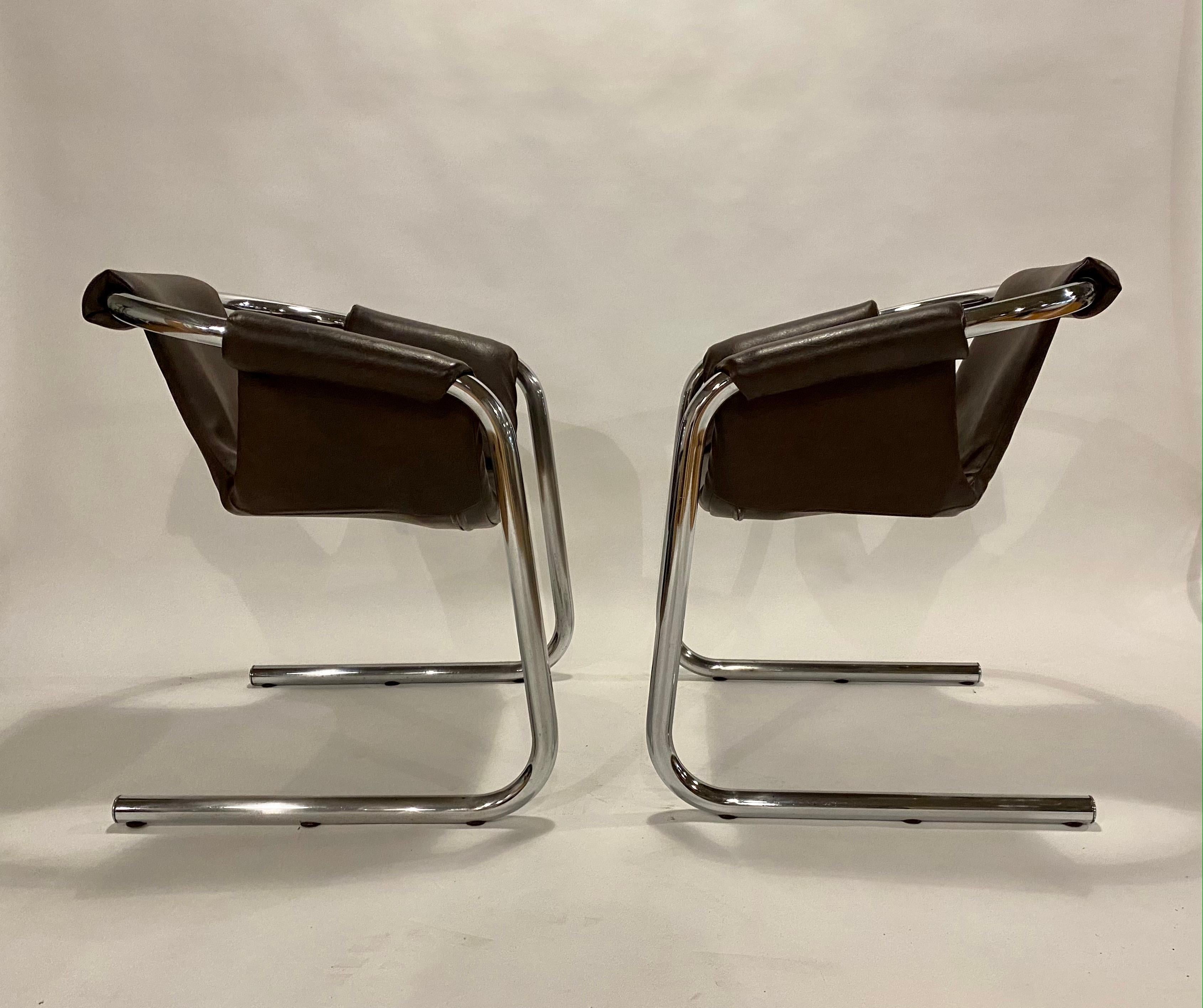 Polished 1970s Zermatt Sling Chairs for Vecta, Italy