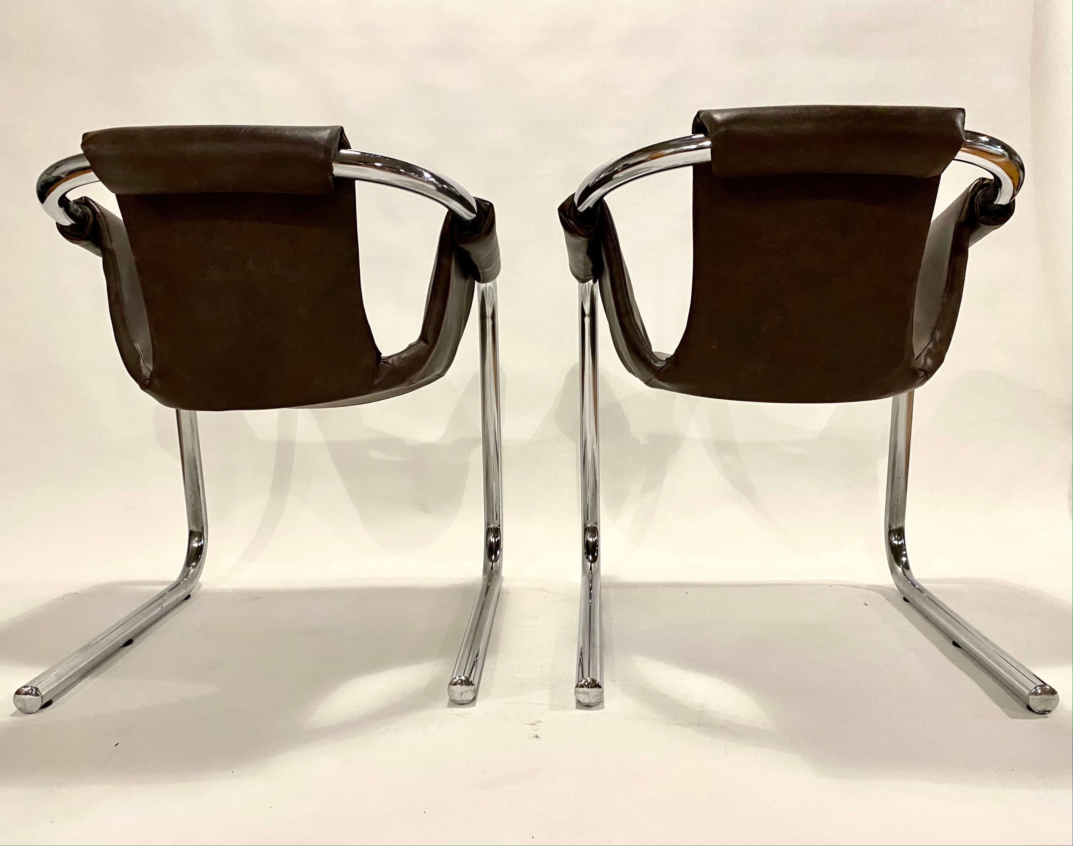 Chrome 1970s Zermatt Sling Chairs for Vecta, Italy