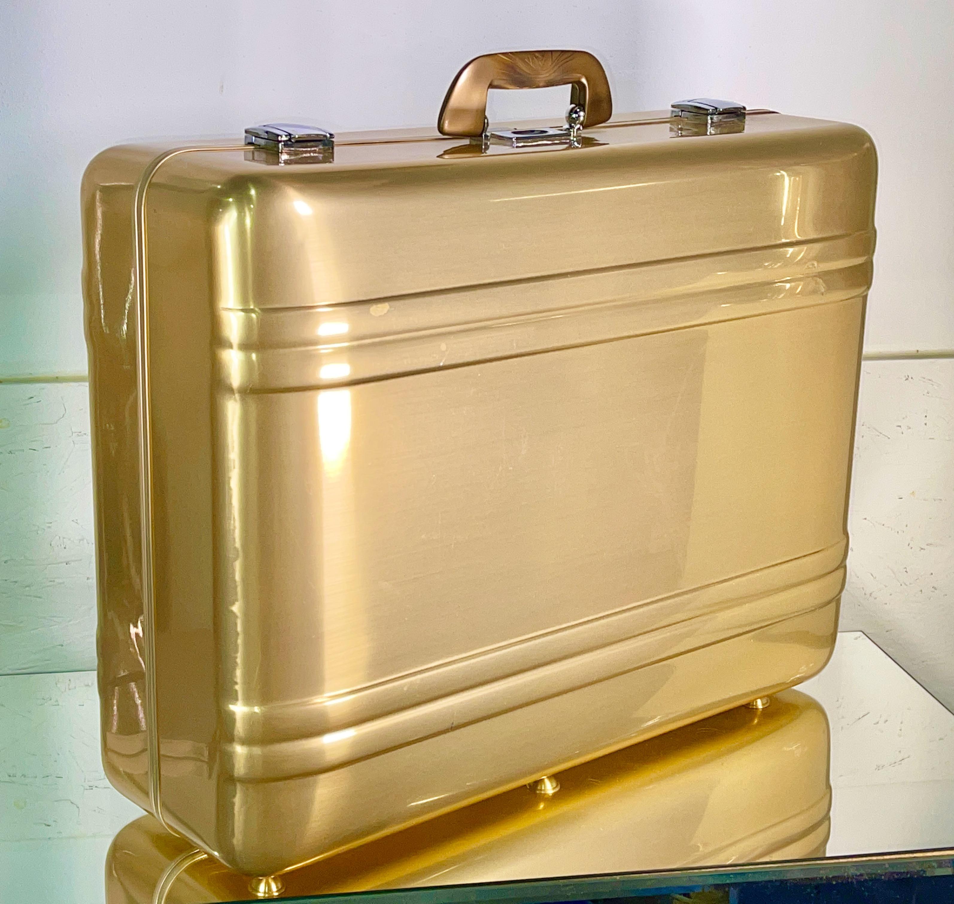 1970's Zero Halliburton Gold Aluminum Suitcase 11