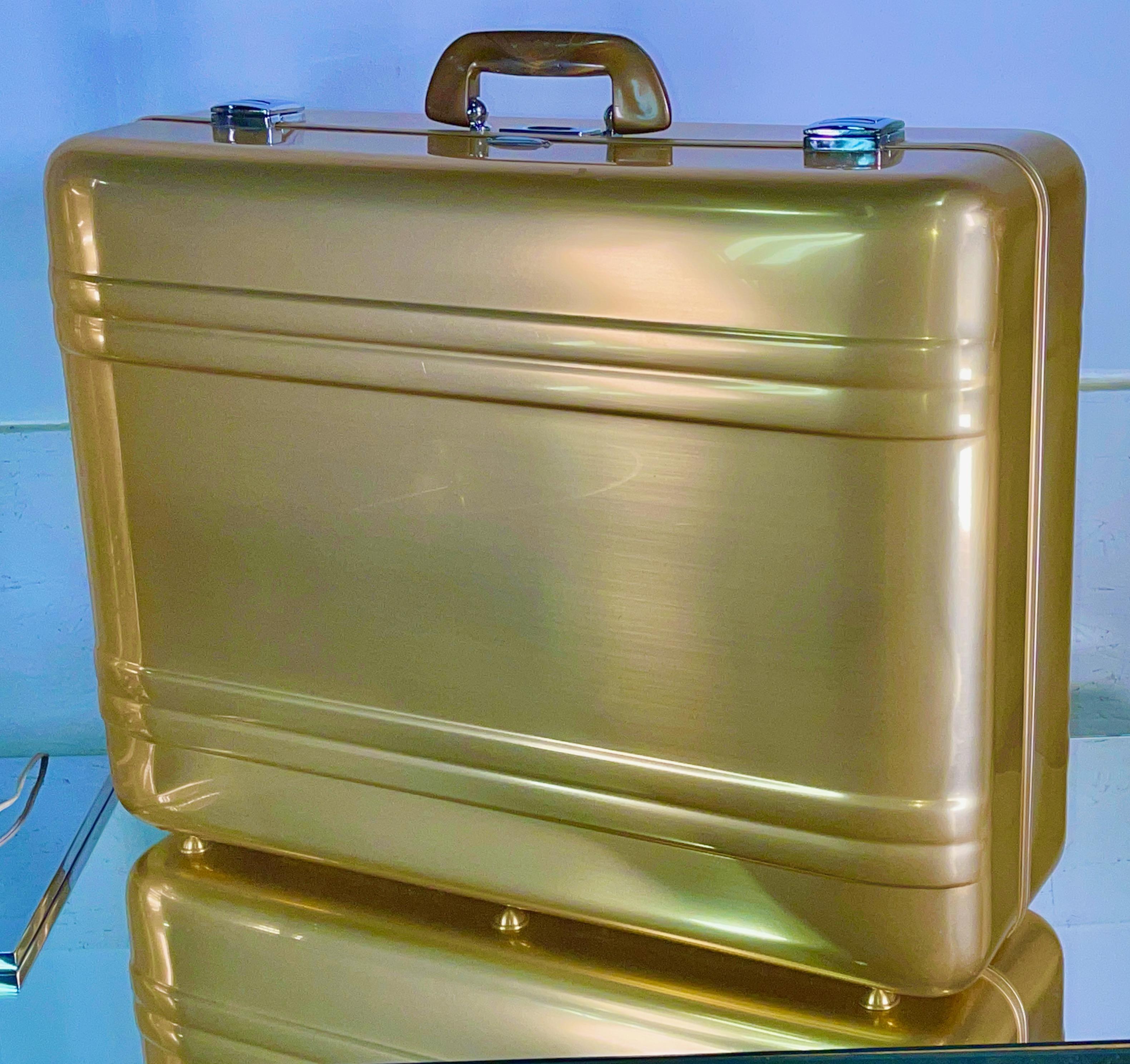 1970's Zero Halliburton Gold Aluminum Suitcase 12