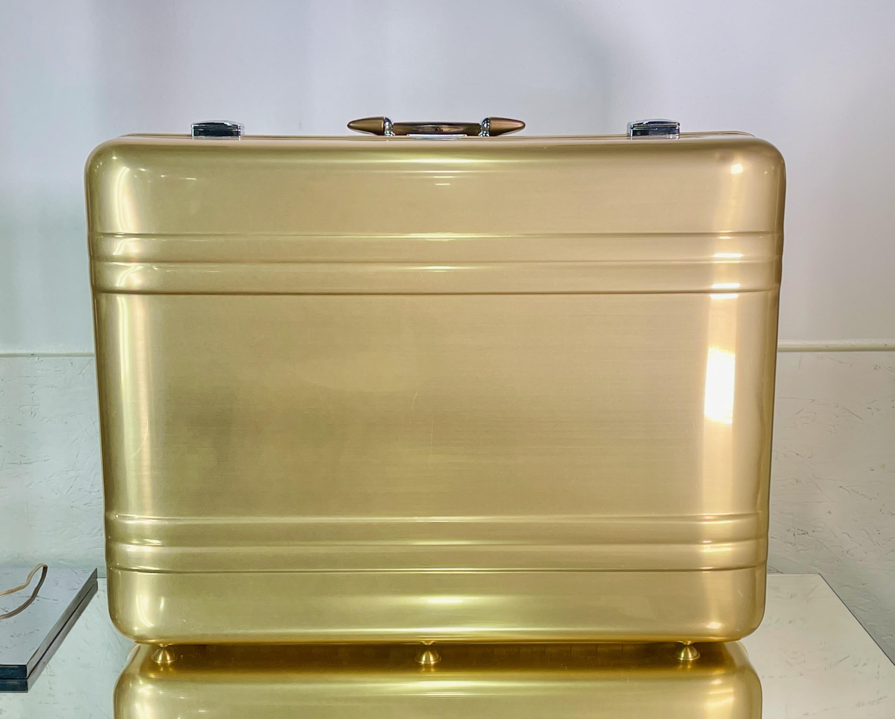Art Deco 1970's Zero Halliburton Gold Aluminum Suitcase