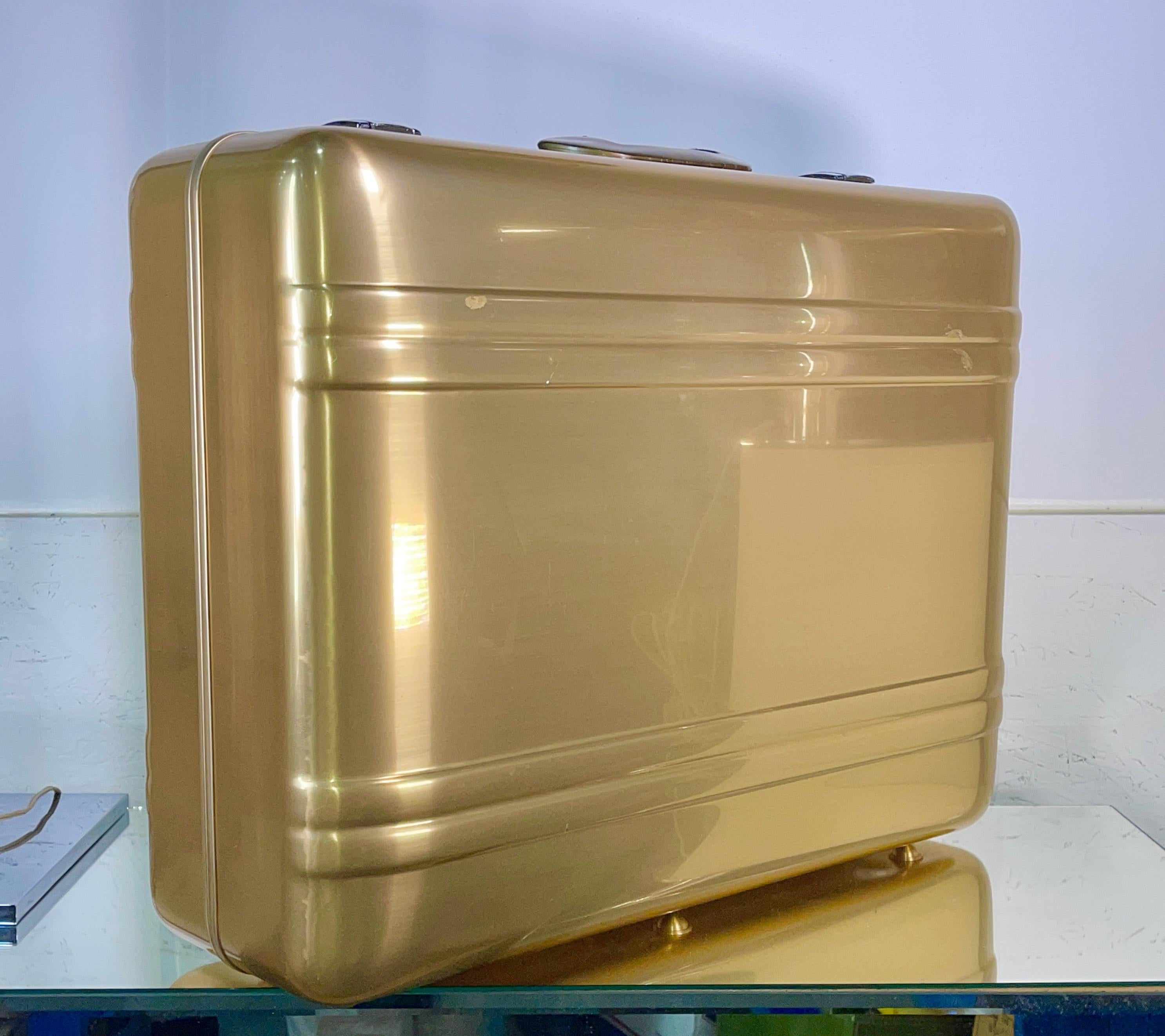 Late 20th Century 1970's Zero Halliburton Gold Aluminum Suitcase