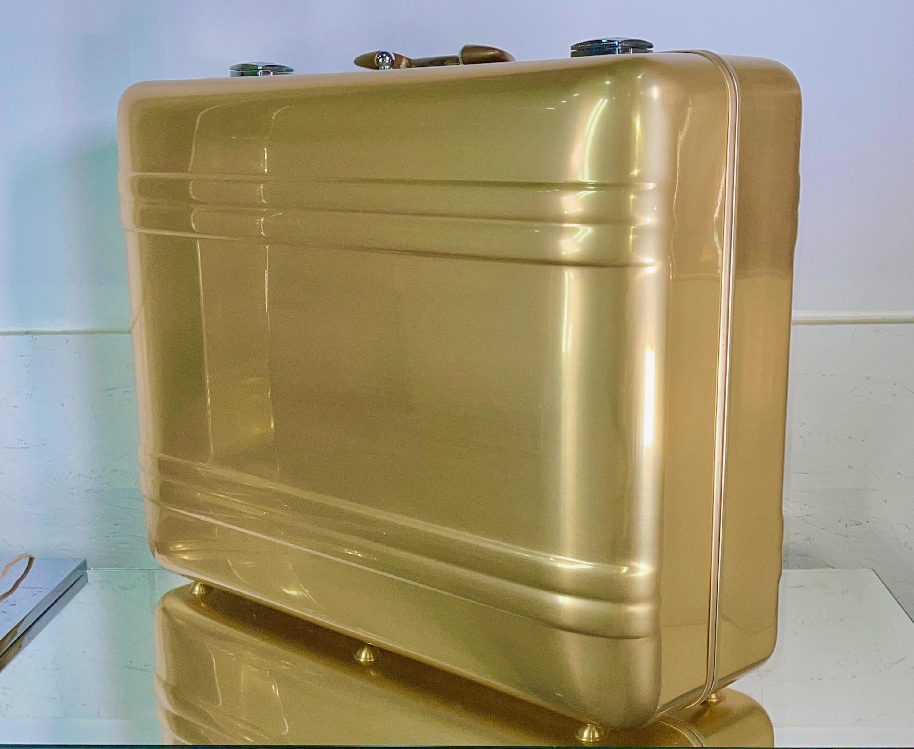 1970's Zero Halliburton Gold Aluminum Suitcase 1