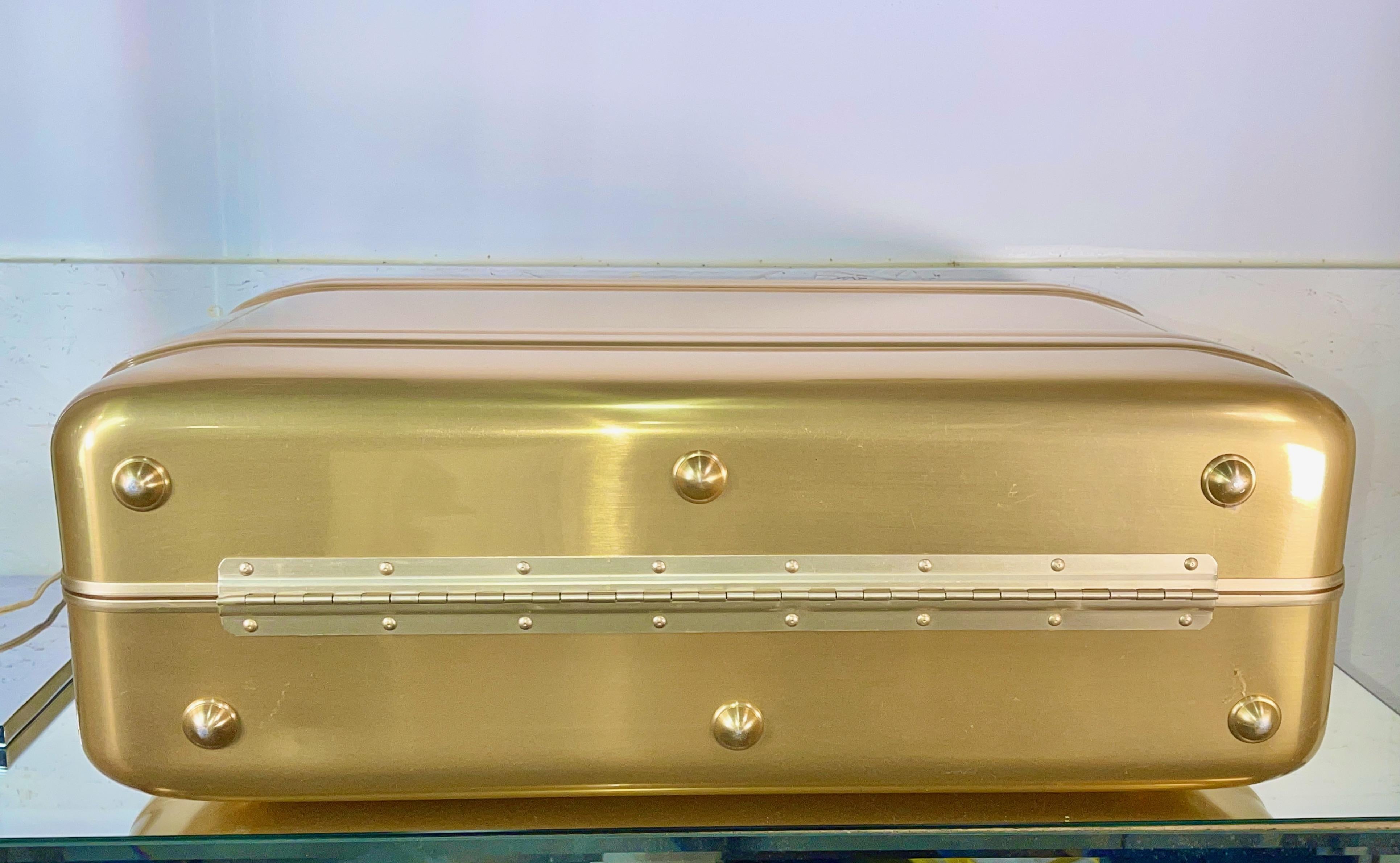 1970's Zero Halliburton Gold Aluminum Suitcase 2