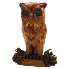 1970s Zhejiang Handicrafts Wicker Owl