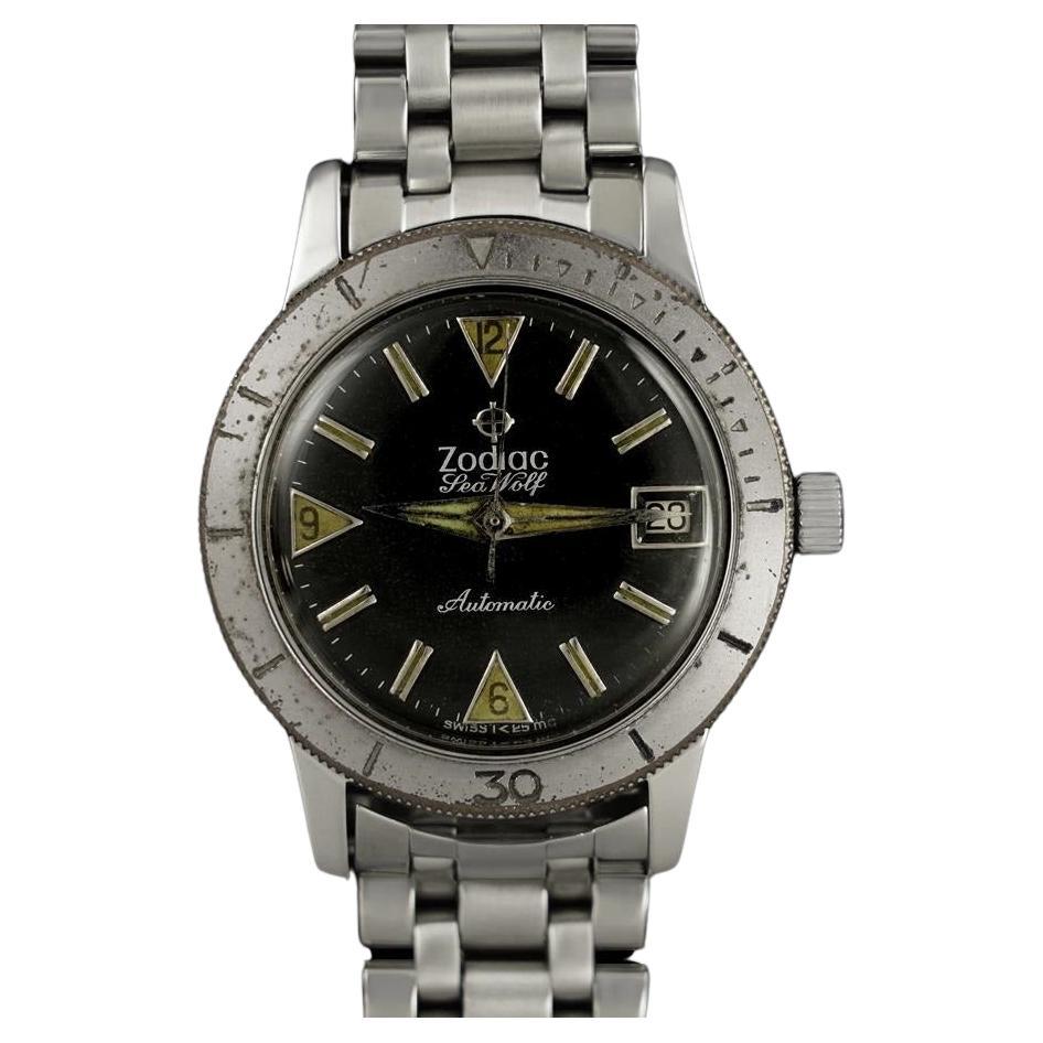 1970's Zodiac Sea Wolf Vintage Vietnam Era Divers Watch - Stainless Steel For Sale