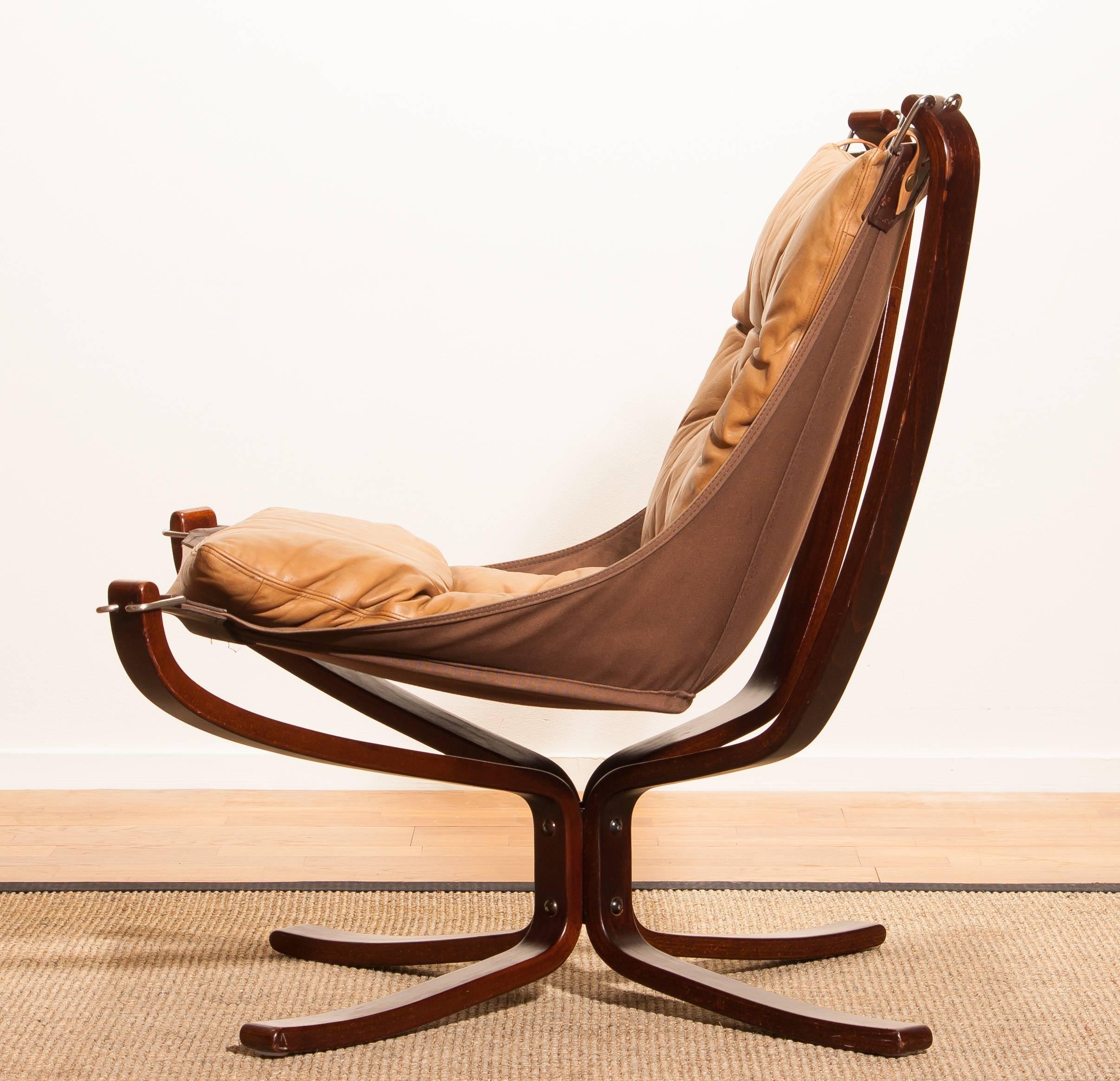 Norwegian 1970s, Camel Leather Lounge, Armchair by Sigurd Ressell