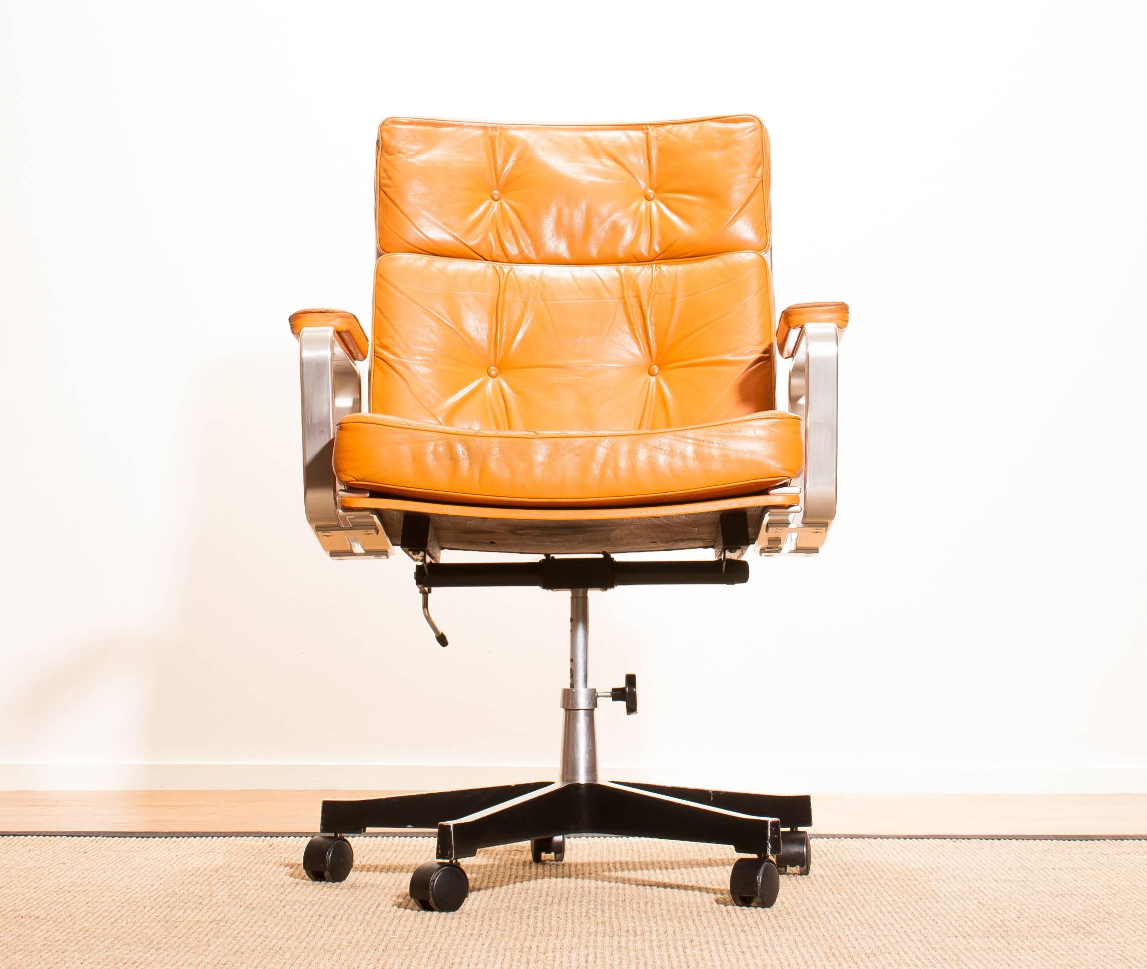 1970s, Leather and Aluminium Desk Chair by Karl Erik Ekselius 3