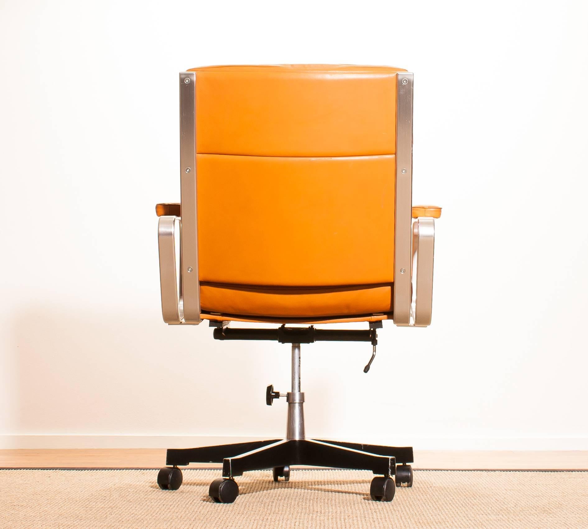 1970s, Leather and Aluminium Desk Chair by Karl Erik Ekselius 6