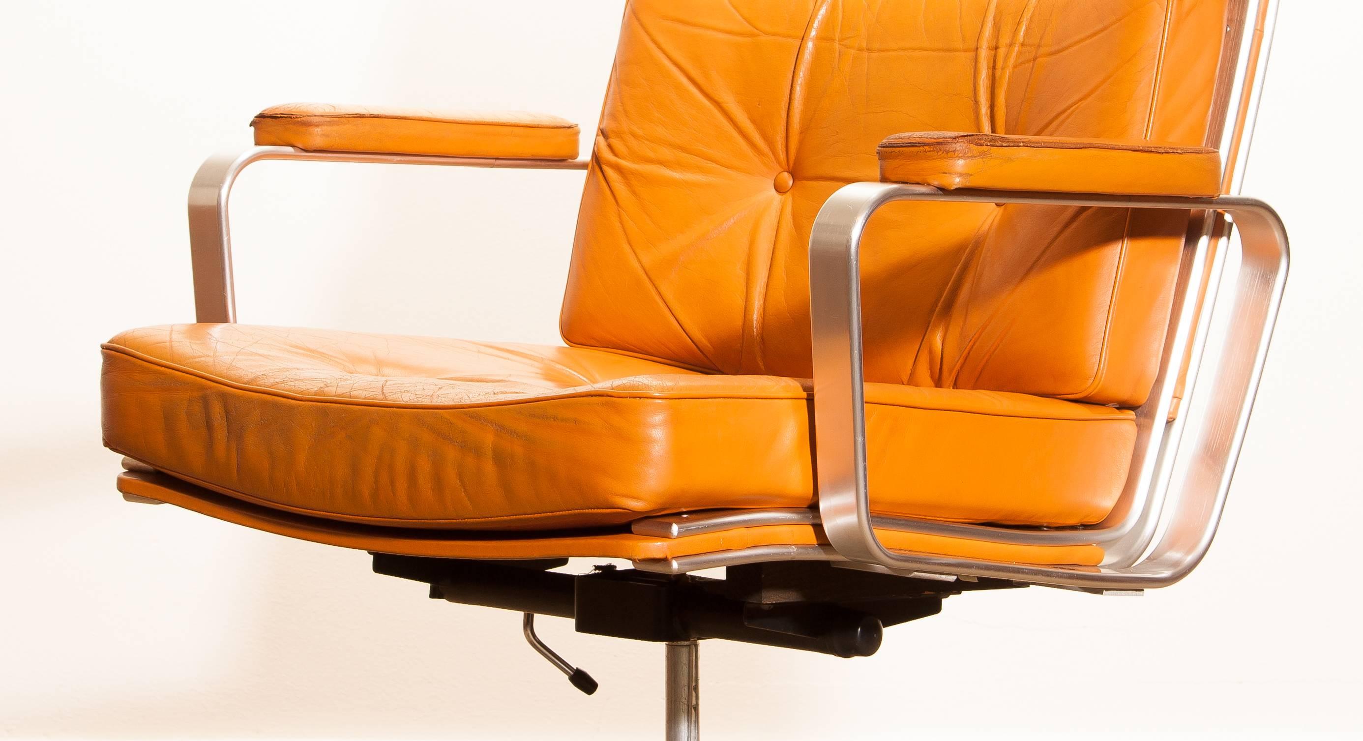 1970s, Leather and Aluminium Desk Chair by Karl Erik Ekselius 9