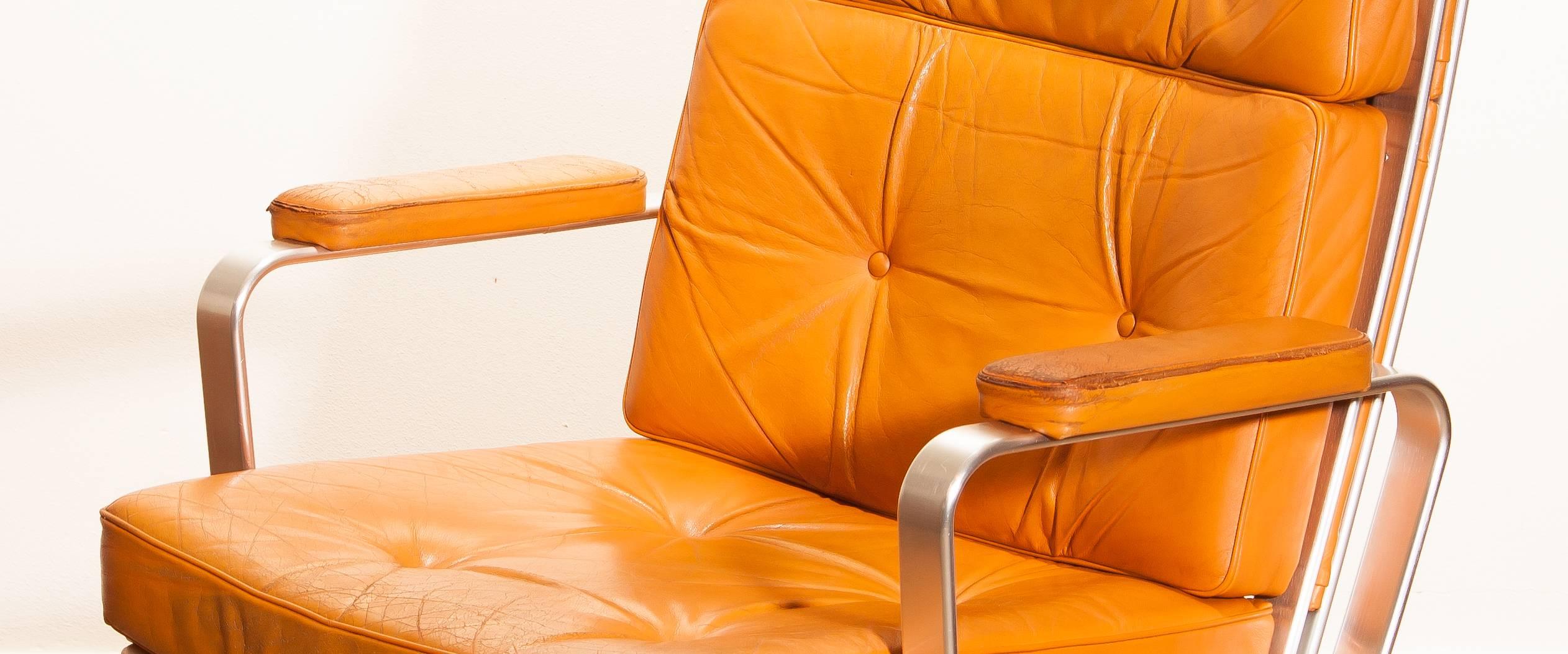 1970s, Leather and Aluminium Desk Chair by Karl Erik Ekselius 10