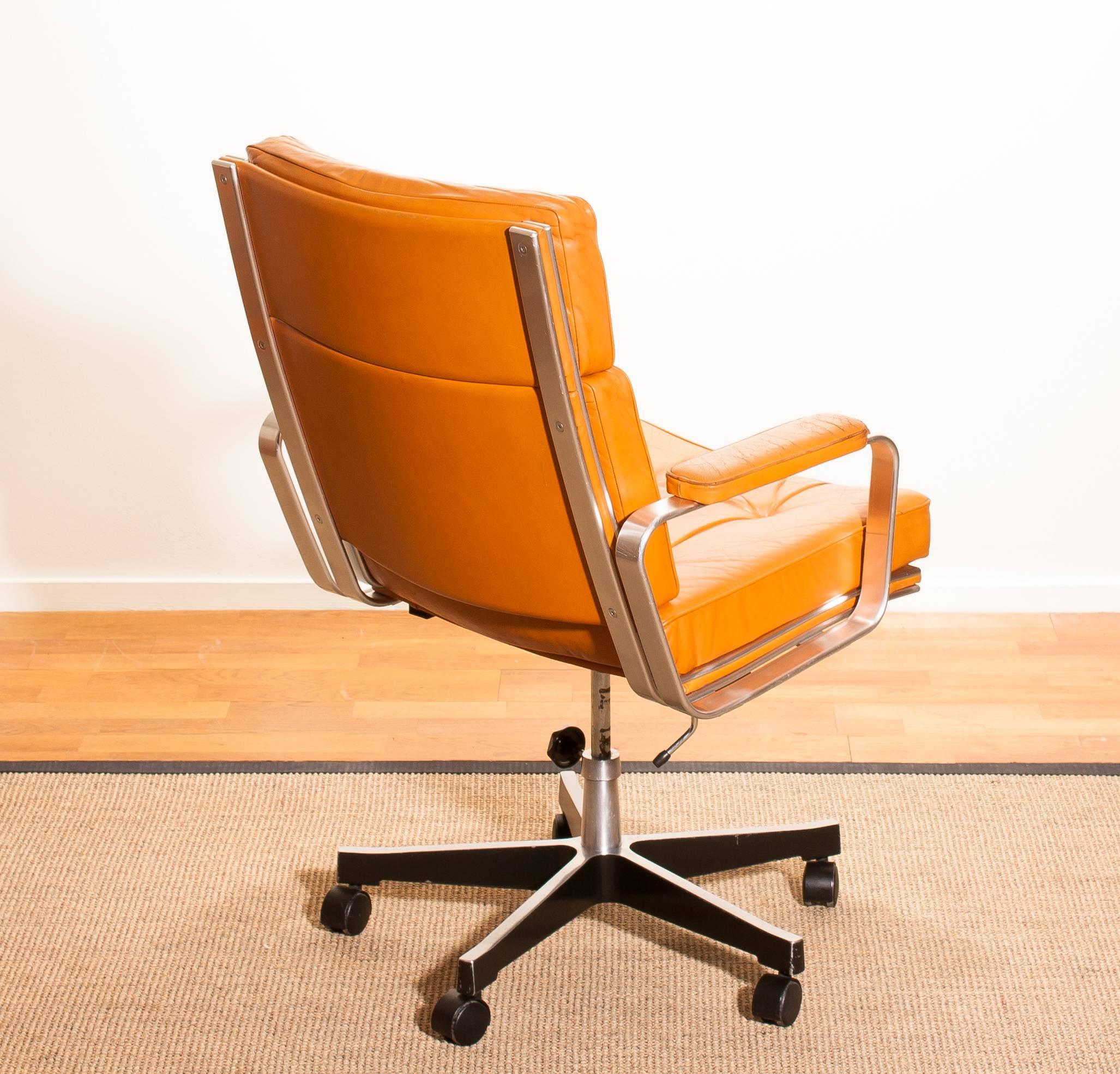 Late 20th Century 1970s, Leather and Aluminium Desk Chair by Karl Erik Ekselius