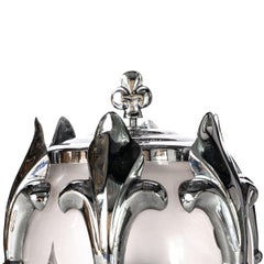 1970s Glass and Chrome Metal Table Lamps Art Deco Style