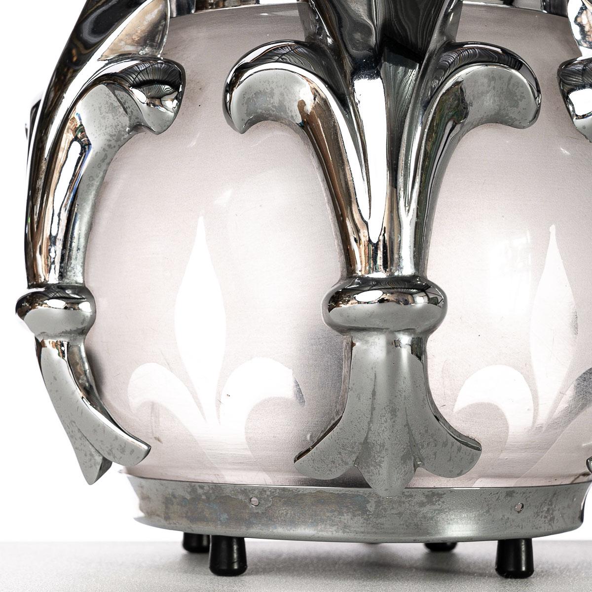 Lámparas de sobremesa de cristal y metal cromado estilo Art Decó de los años 70 en Bueno estado para la venta en Schoorl, NL