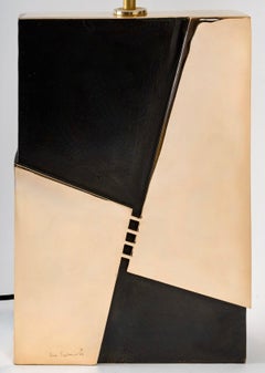1970 Table Lamp in Bronze with Double Patina Signed by Esa Fedrigolli, Italy