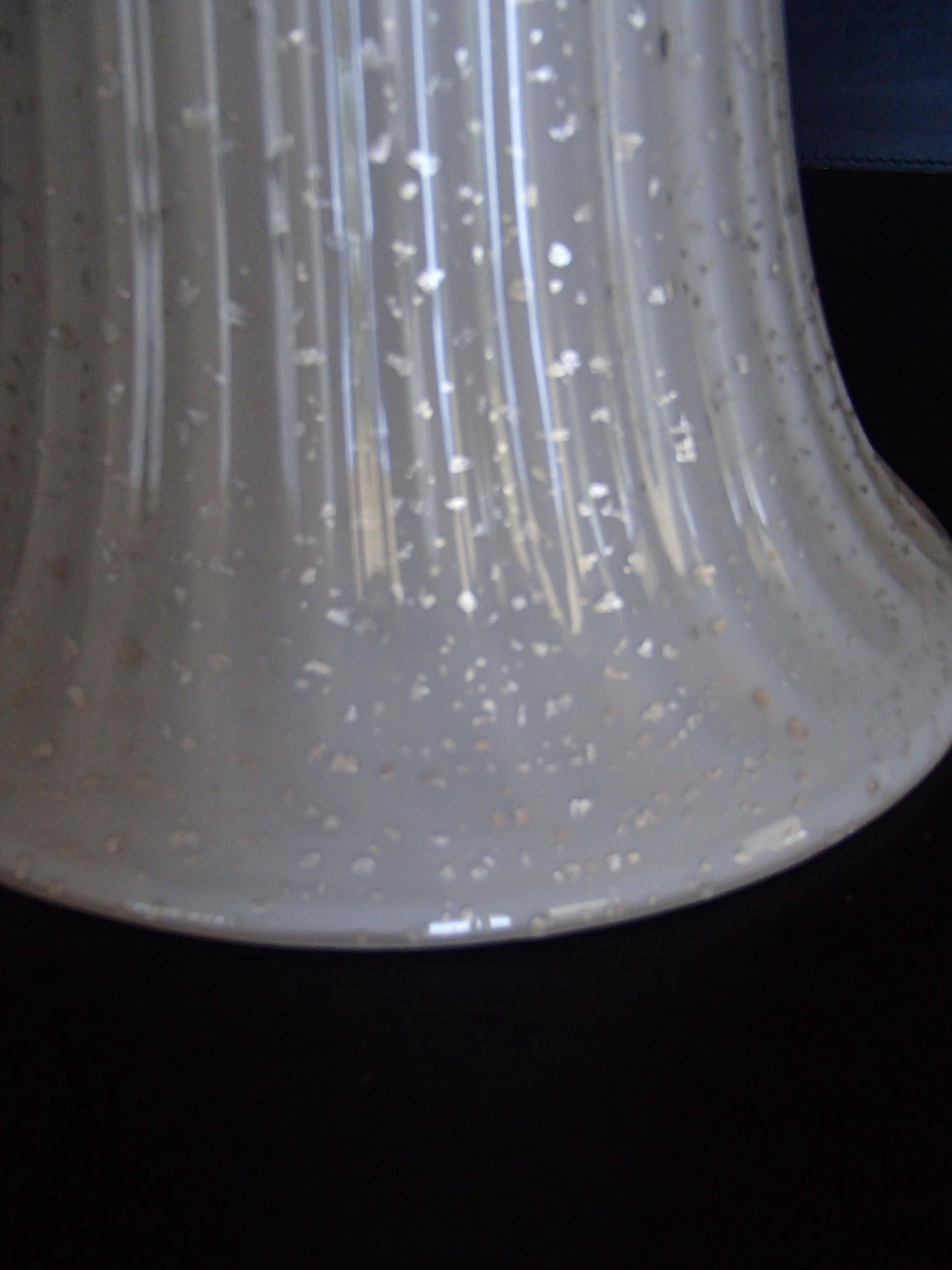 Modern 1970s Murano Effetre White Silver Table Lamp All Glass Also the Base Lights For Sale