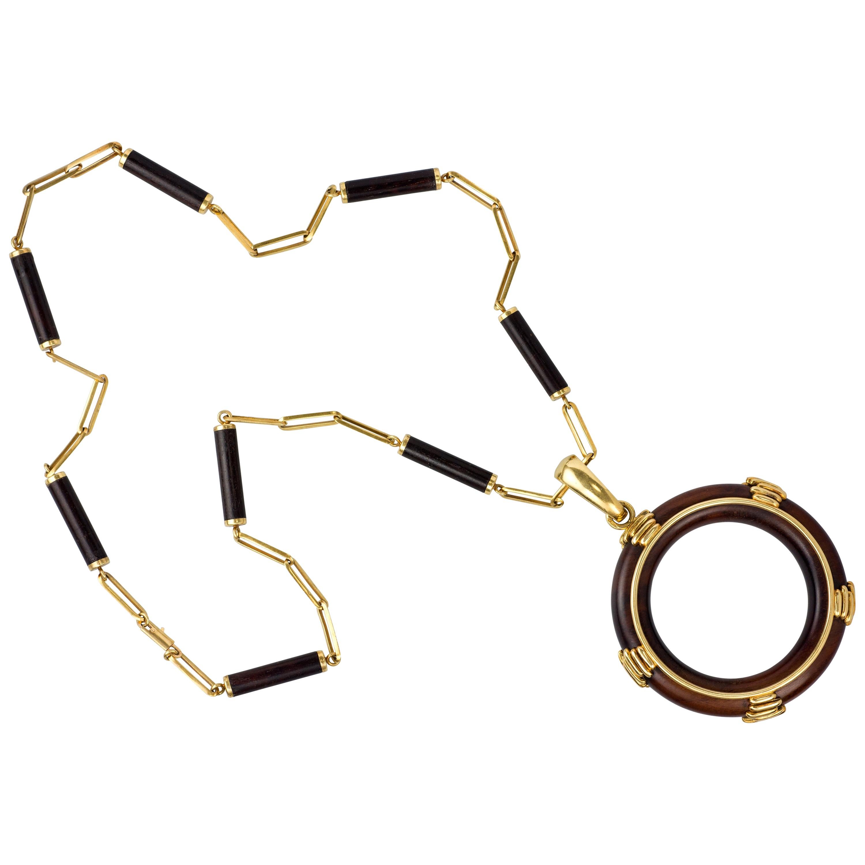1971 Asprey Wood and Gold Necklace