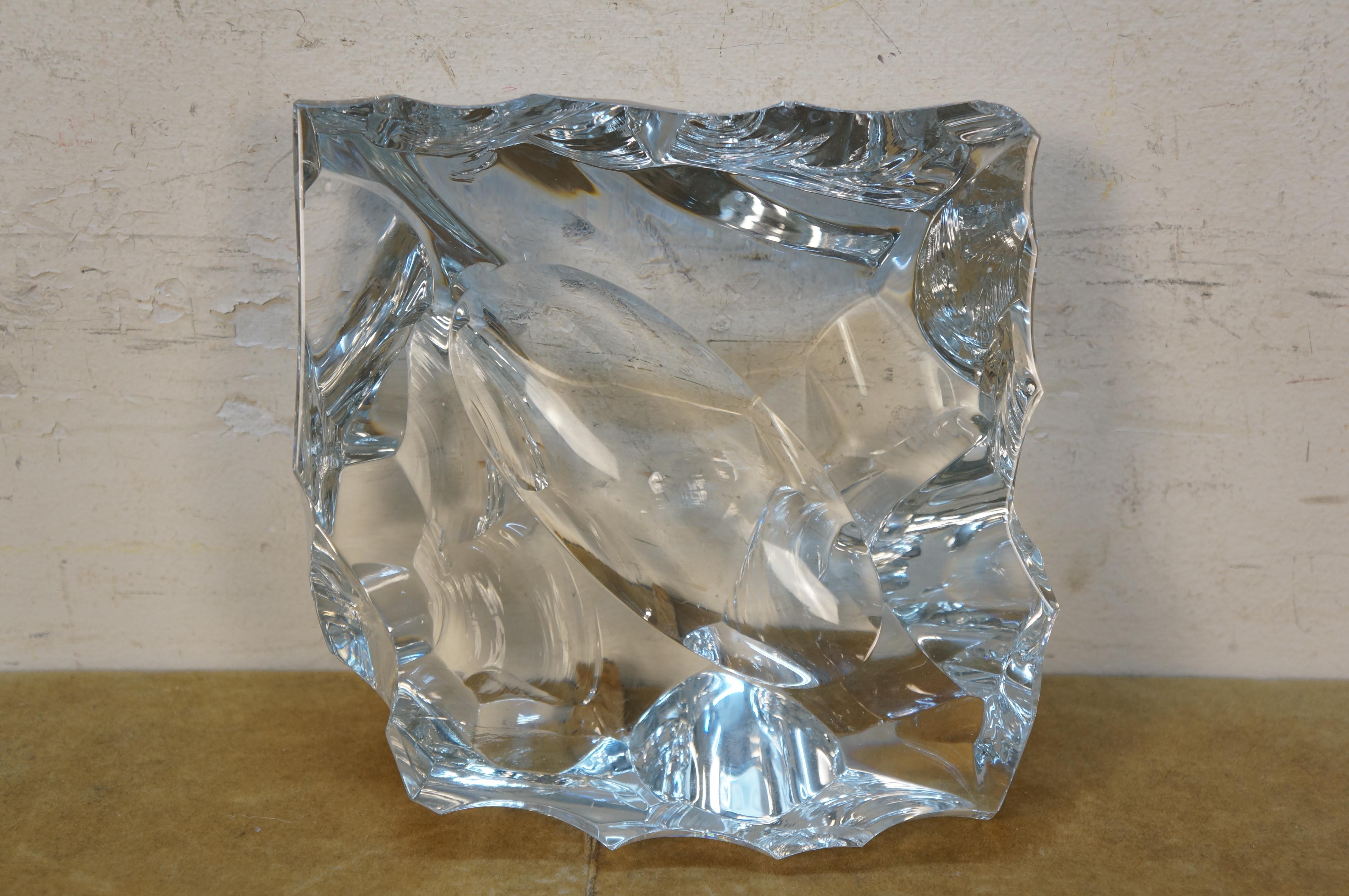 1971 Baccarat Crystal Brutalist Piece Unique Ashtray Paperweight Sculpture 8