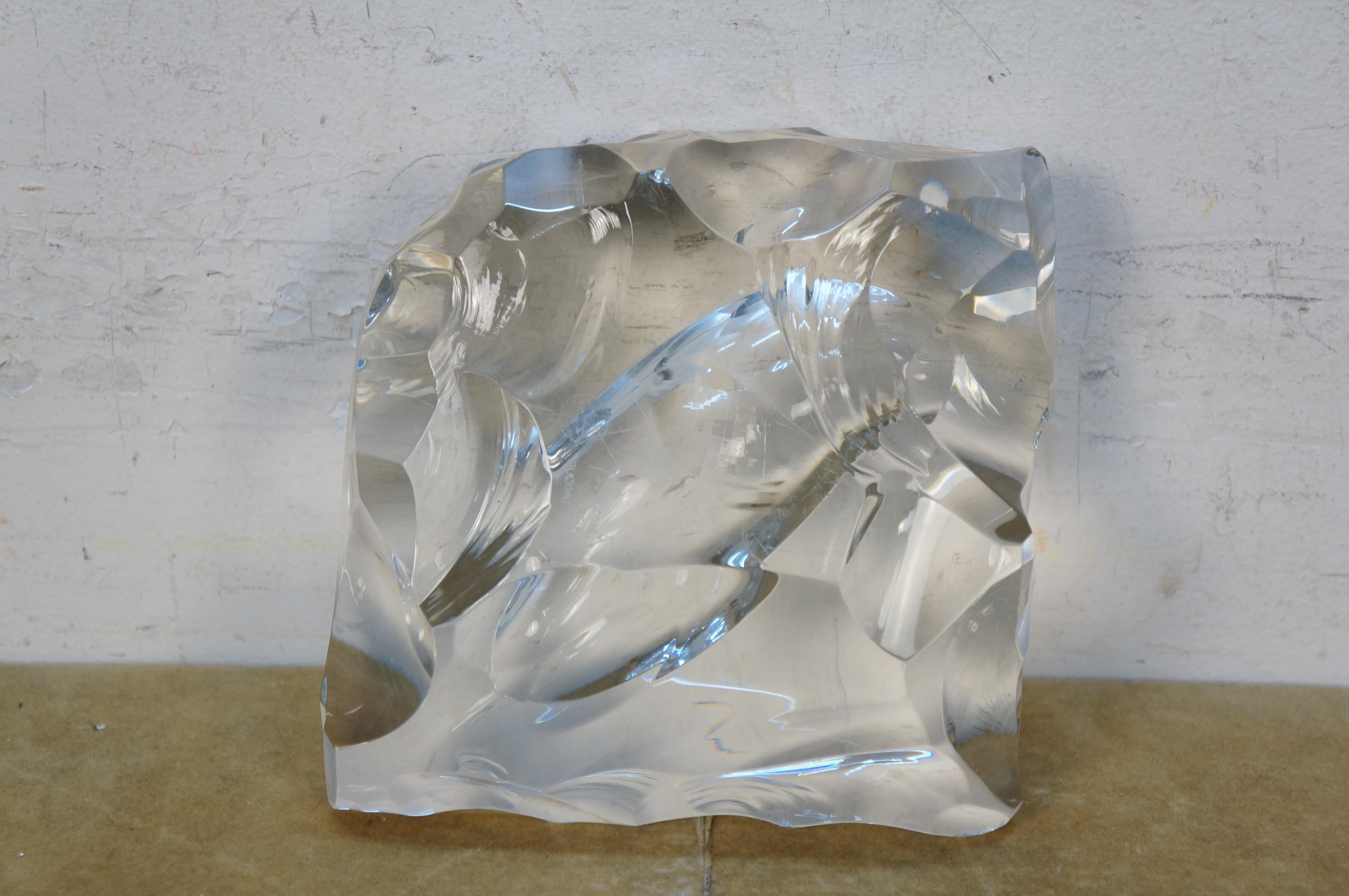 1971 Baccarat Crystal Brutalist Piece Unique Ashtray Paperweight Sculpture 8