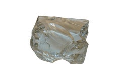 1971 Baccarat Crystal Brutalist Piece Unique Ashtray Paperweight Sculpture 8"