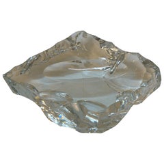 1971 Baccarat Crystal Brutalist Piece Unique Ashtray Paperweight Sculpture 8"